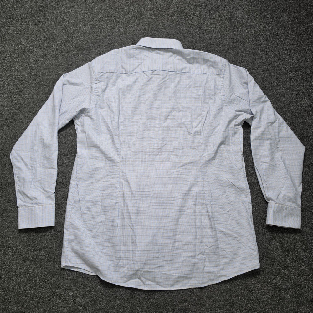 Eton Dress Shirt Blue Tan Micro Check Mens 17.5 Contemporary Fit Long Sleeve - Picture 8 of 8